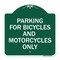 Signmission Parking for Bicycles and Motorcycles Only, Green & White Aluminum Sign, 18" x 18", GW-1818-23448 A-DES-GW-1818-23448 - alternate 1